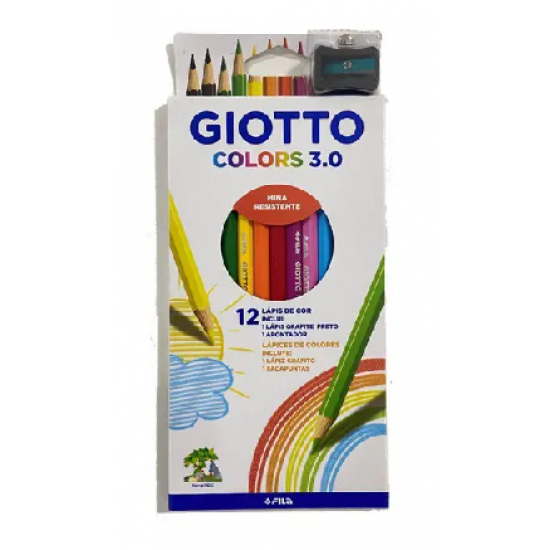 LAPIS DE COR GIOTTO 3.0 C/12 CORES + GRAFITE + APONTADOR LAPIS DE COR GIOTTO 3.0 C/12 CORES + GRAFITE + APONTADOR