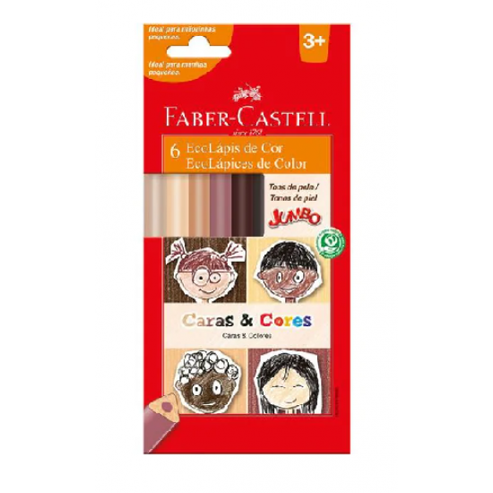 LÁPIS DE COR JUMBO CARAS&CORES 6 TONS DE PELE LÁPIS DE COR JUMBO CARAS&CORES 6 TONS DE PELE