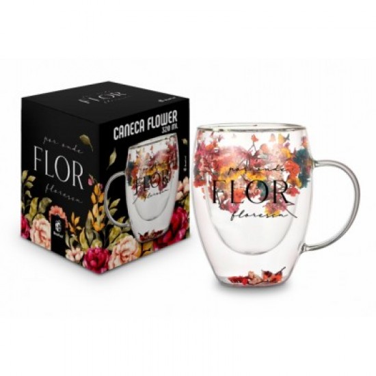 CANECA VIDRO FLOWER FLOR FLORESCA CANECA VIDRO FLOWER FLOR FLORESCA