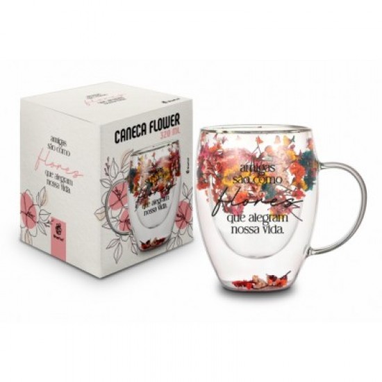 CANECA VIDRO FLOWER FLORES QUE ALEGRAM CANECA VIDRO FLOWER FLORES QUE ALEGRAM